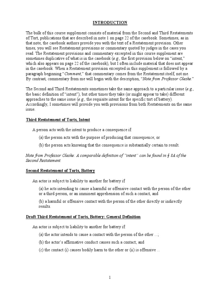 Torts - Restatements | PDF | Conversion (Law) | Tort