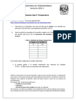 Examen de Laboratorio de Termodinámica Tipo 5 Temperatura - Alcohol