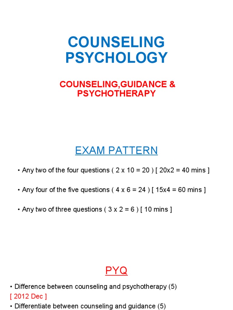 Counseling, Guidance and Psychotherpy | PDF | Psychotherapy | Psychology
