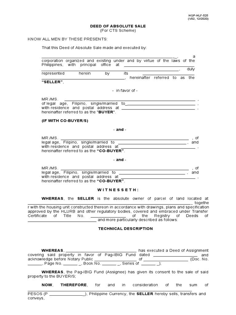 Deed of Absolute Sale Overview | PDF | Notary Public | Assignment (Law)