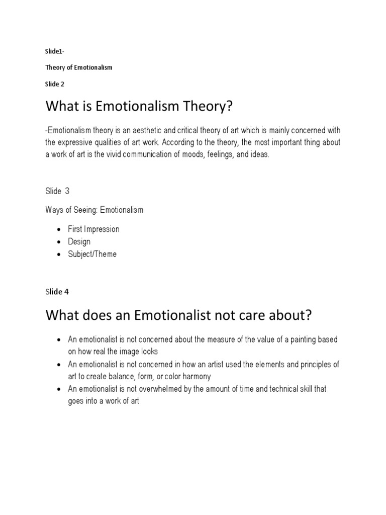 What Is Emotionalism4 PDF Emotions Feeling