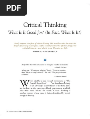 Critical Thinking What Is It Good For in Fact What Is It | PDF