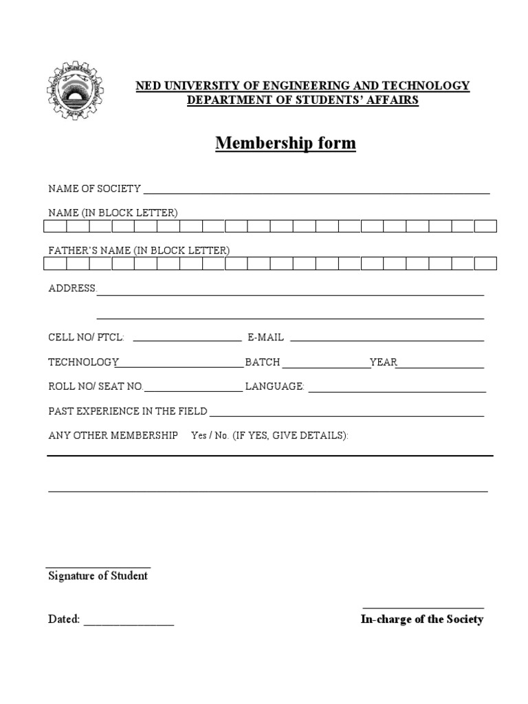 Society Membership Application Form | PDF | Career & Growth
