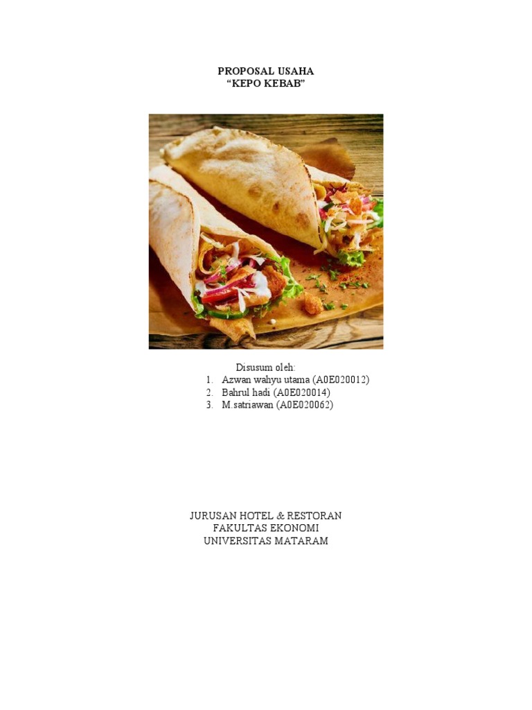 Proposal Usaha Kebab "Kepo Kebab" | PDF | Memasak, Makanan, & Anggur