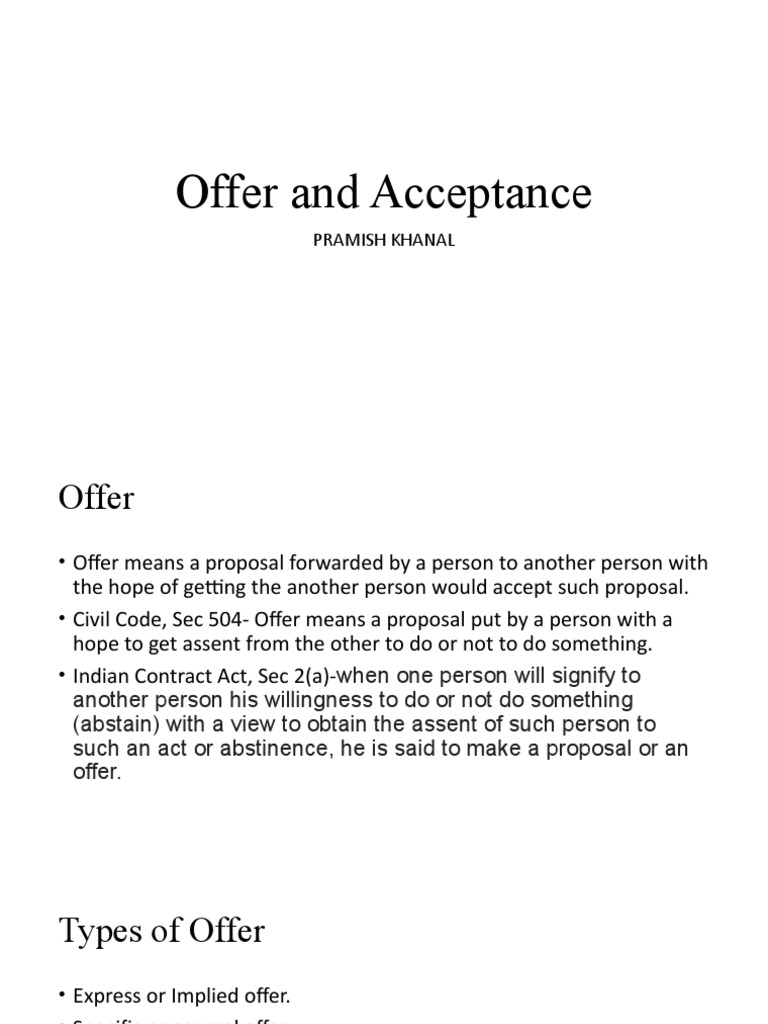 Understanding Offer and Acceptance | PDF | Offer And Acceptance | Law ...