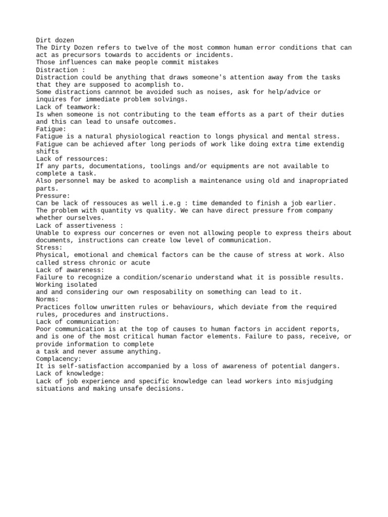 Understanding the Dirty Dozen Errors | PDF | Career & Growth