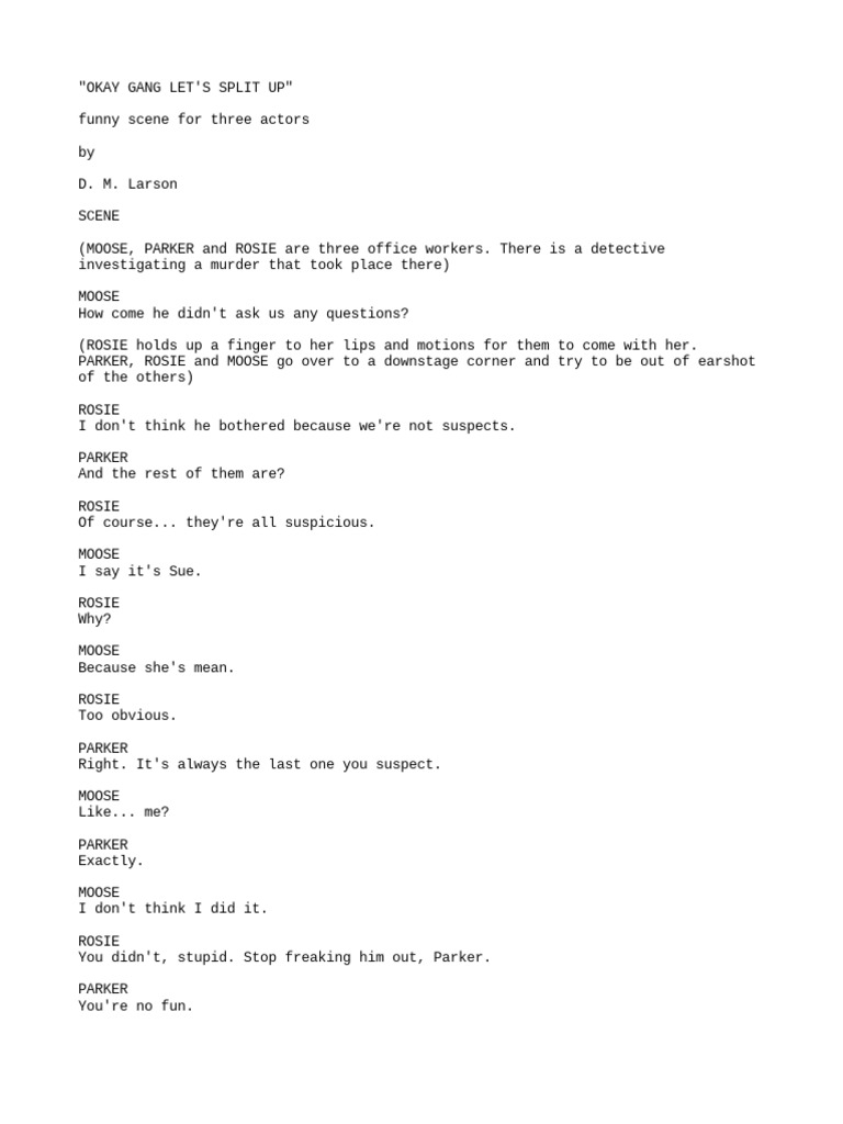 Let's Split Up: A Comedy Scene | PDF