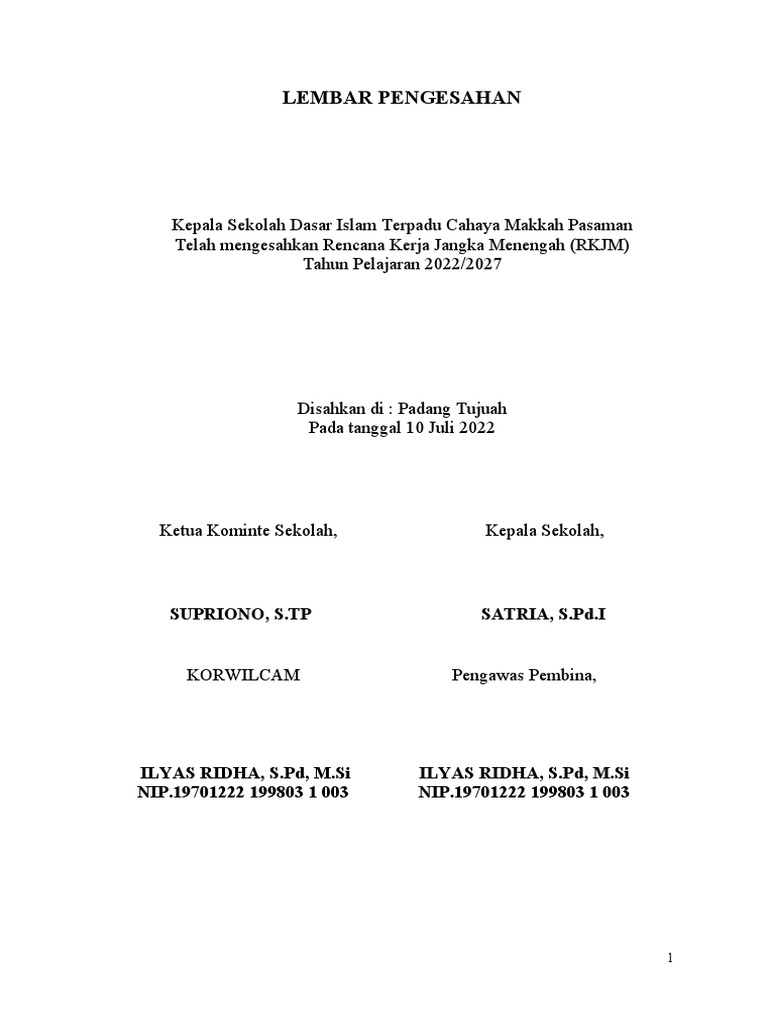 Contoh RKJM untuk SDIT 2022-2027 | PDF | Karier & Perkembangan