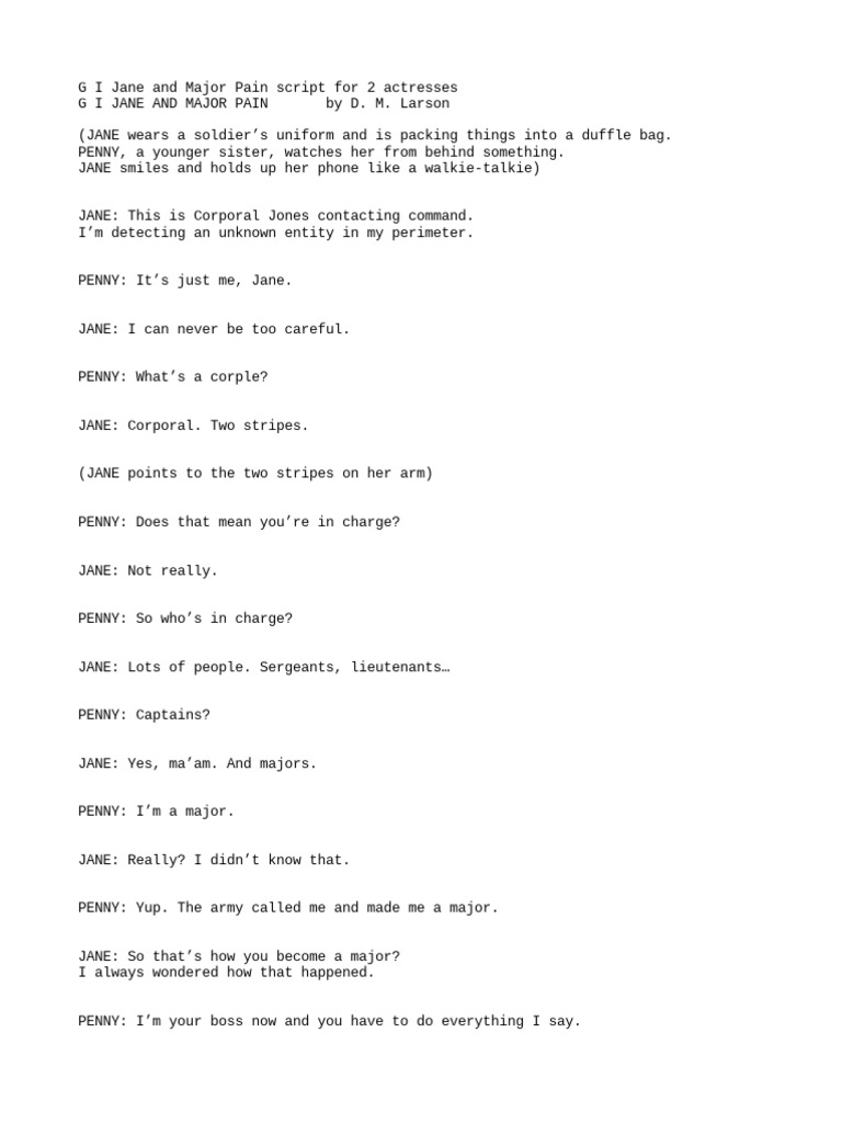 G.I. Jane and Major Pain Script | PDF