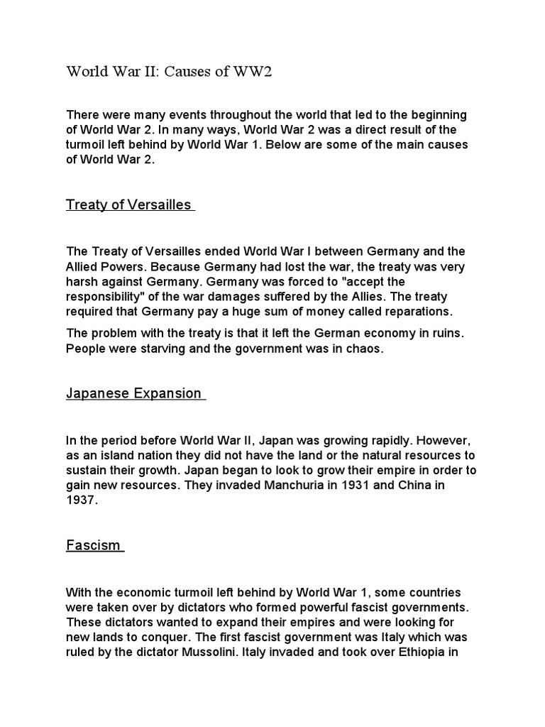 World War II Causes | PDF | World War II | Adolf Hitler