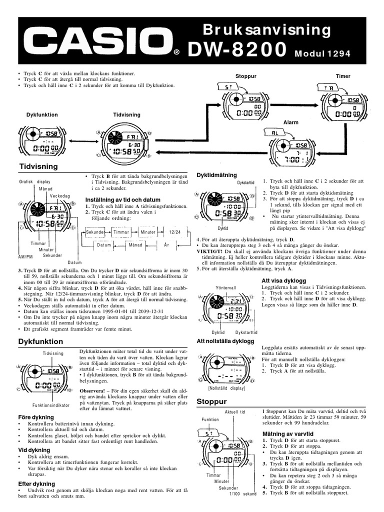 Manual Casio Module 1294 (NO) | PDF