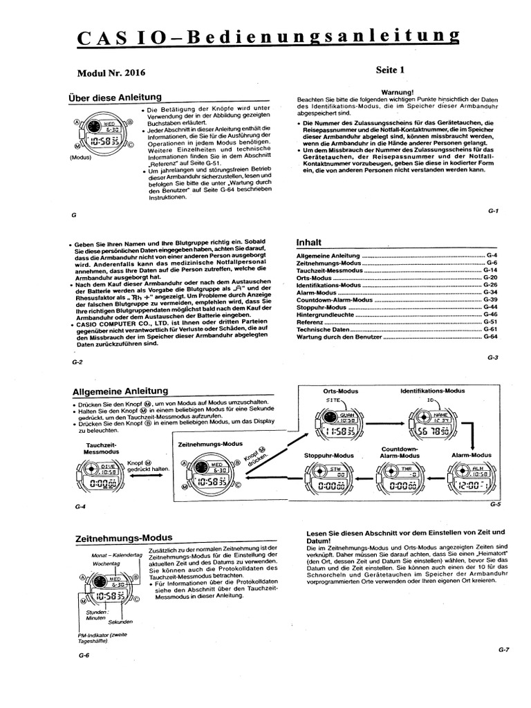 Manual Casio Module 2016 (DE) | PDF