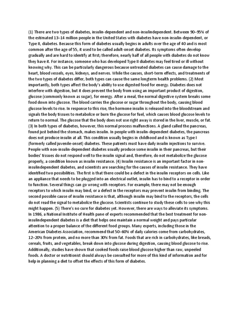 Reading comprehension sample 1 with answers pdf diabetes insulin