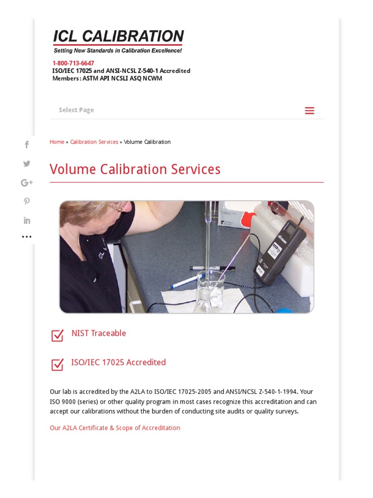 Volume Calibration ICL Calibration PDF Calibration Metrology