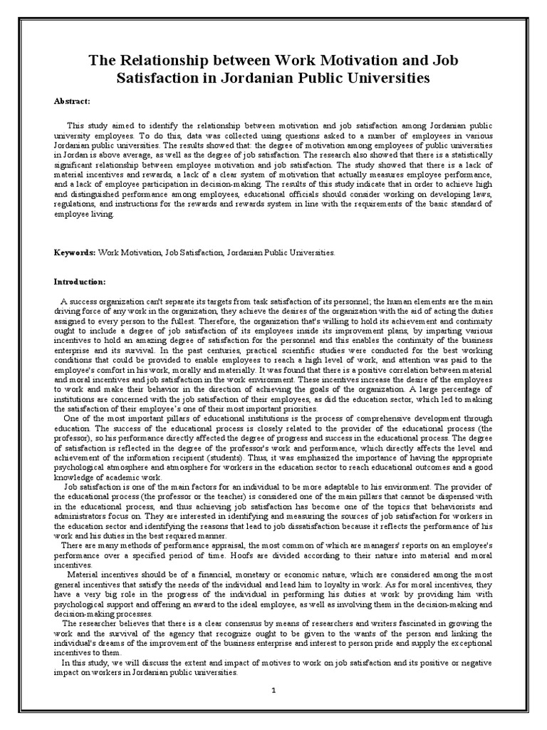 Work Motivation & Job Satisfaction in Jordan | PDF | Career & Growth