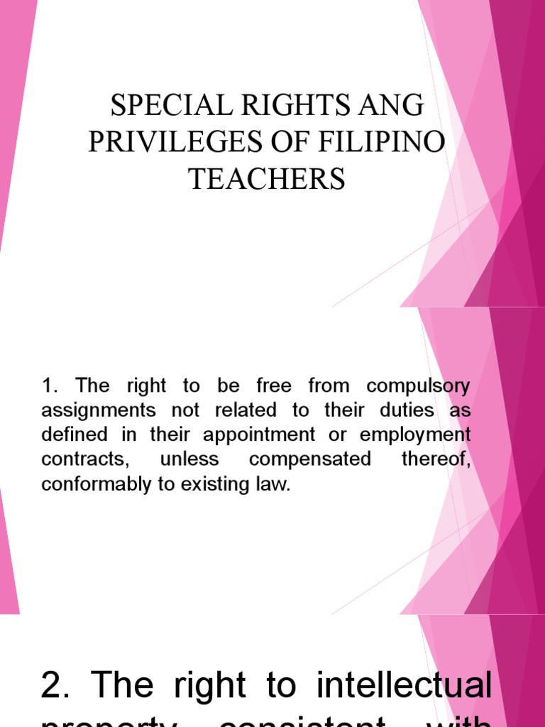Rights and Privileges of Filipino Teachers | PDF | Cost Of Living ...
