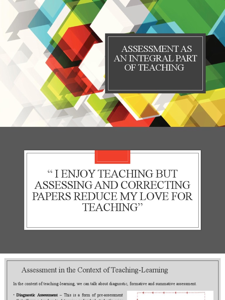 ASSESSMENT AS AN INTEGRAL Part of Teaching | PDF | Educational ...