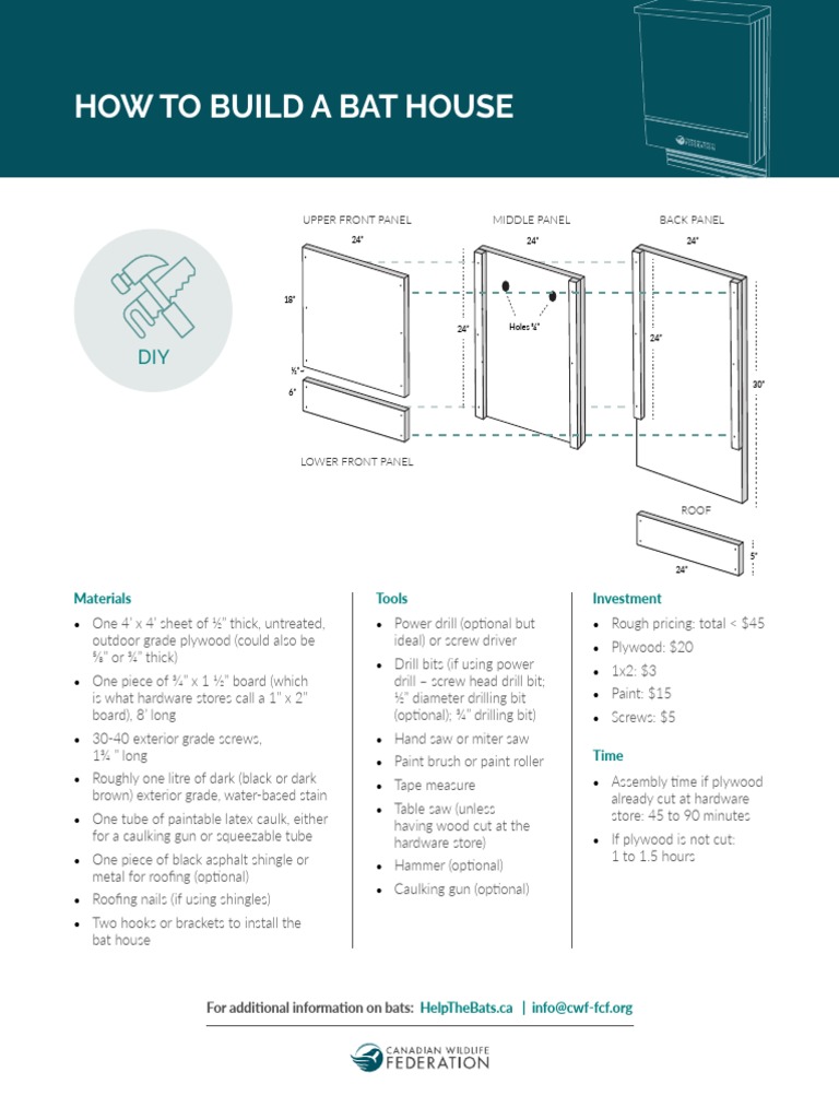 Bat House Instructions PDF Roof Drill