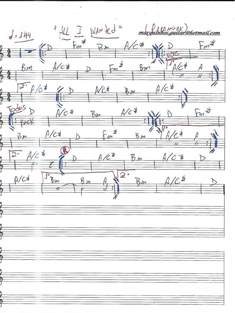 All I Wanted (Paramore) PDF