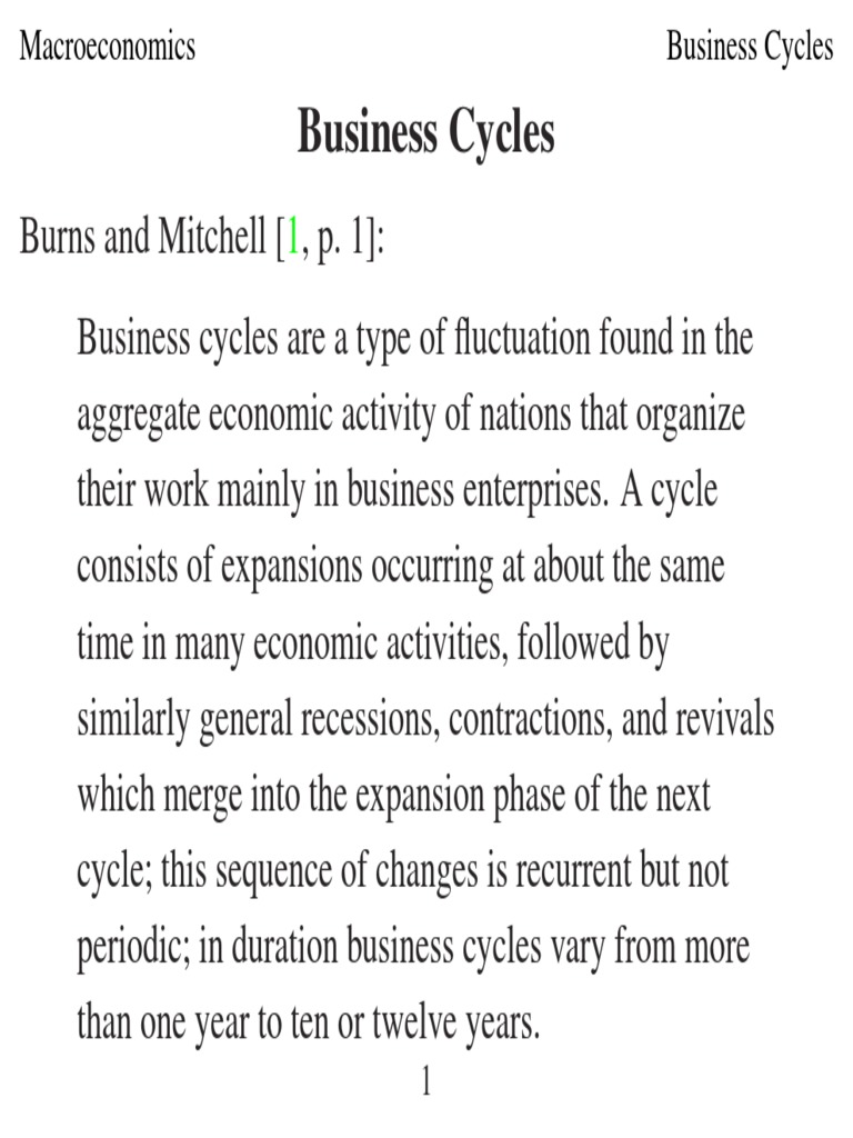 An Analysis of Business Cycles Through a Discussion of Their Key