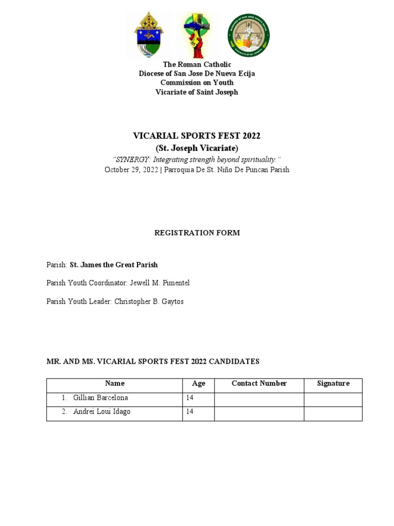 Registration Form Pdf Protestant Denominational Families