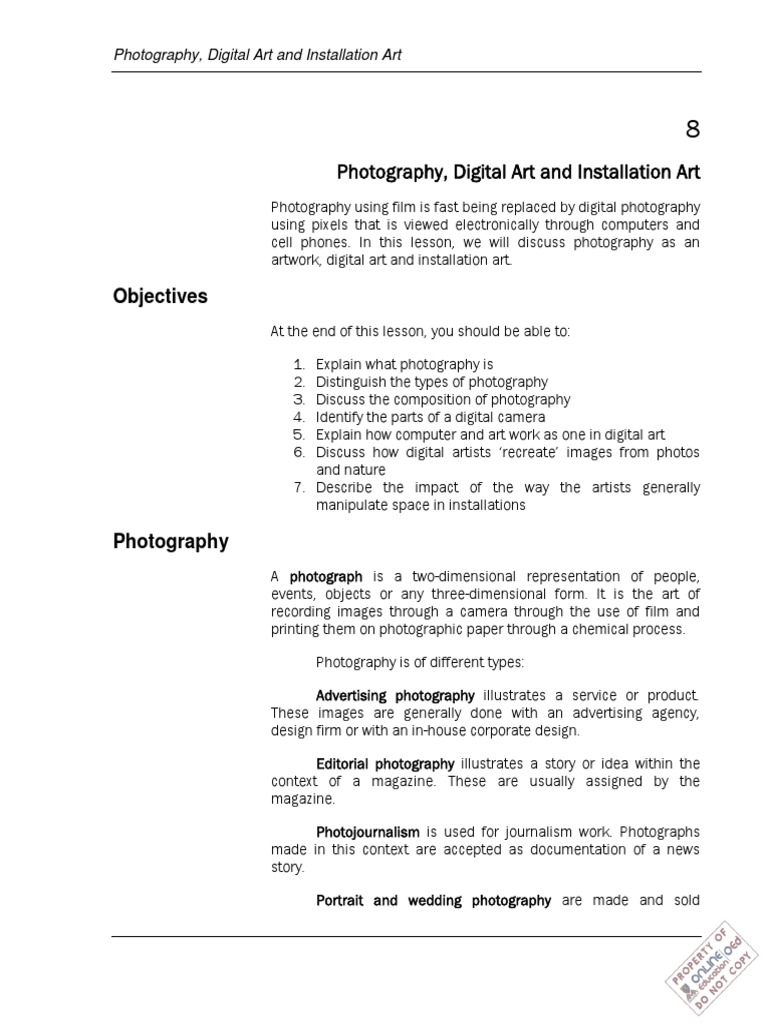 ART08 - Photography, Digital Art and Installation Art | PDF | Camera ...