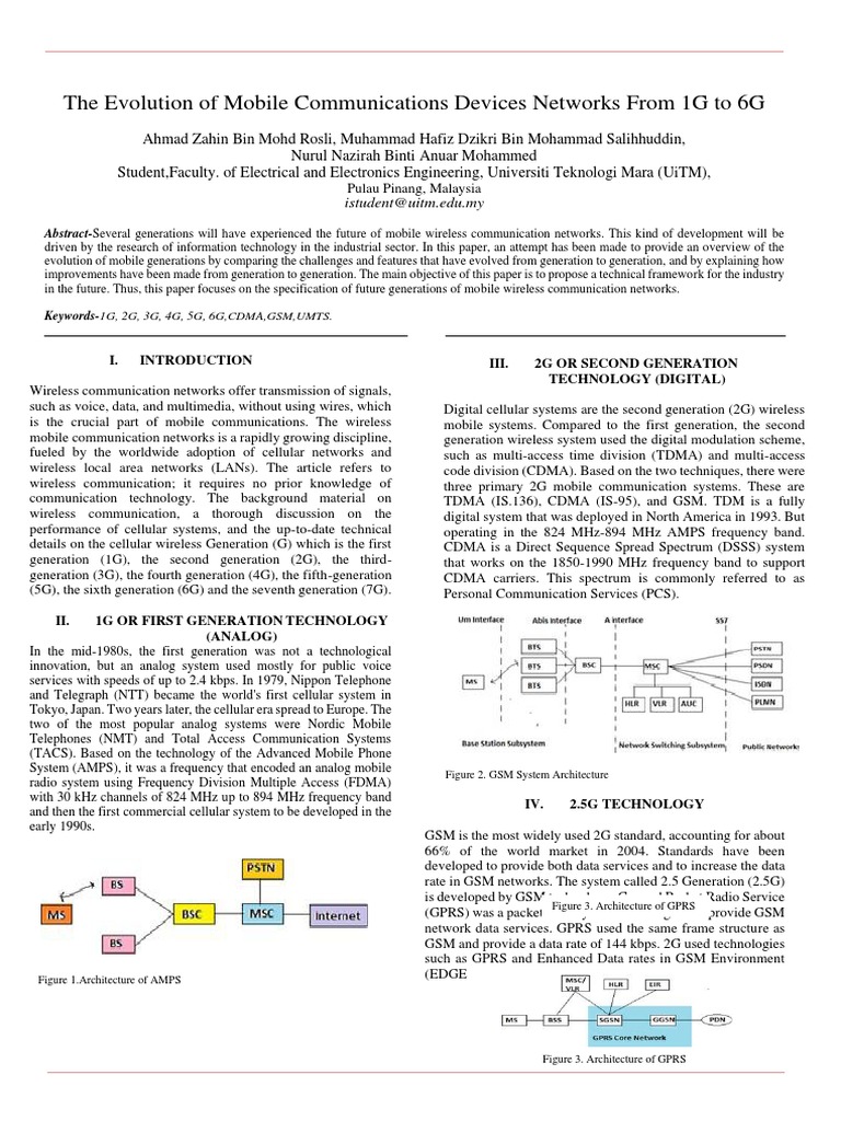 The Evolution of Mobile Communications Devices Networks From 1G To 6G
