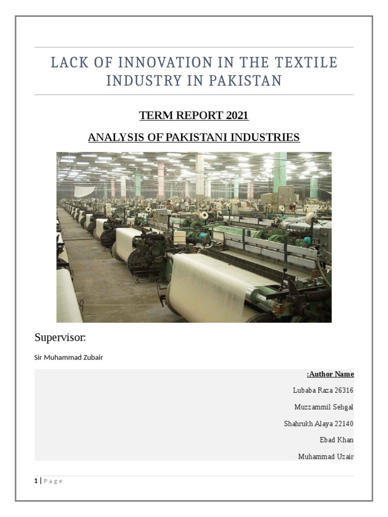 Textile Industry Report API 1 PDF Innovation Pakistan