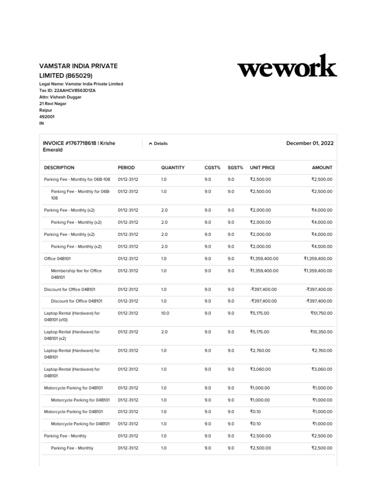 December 2022 Invoice | PDF | Fee | Money