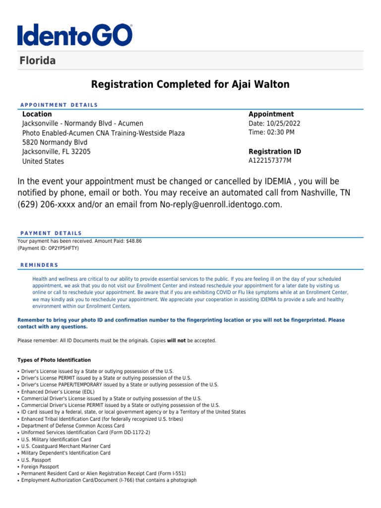 IdentoGO Registration PDF Identity Document Driver's License