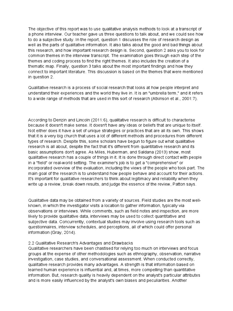 Qualitative Data Analysis Report | PDF | Qualitative Research | Methodology