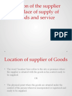Location of supplier and place of supply of Goods and Services
