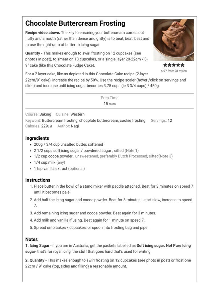 Chocolate Buttercream Frosting RecipeTin Eats PDF Cakes Chocolate