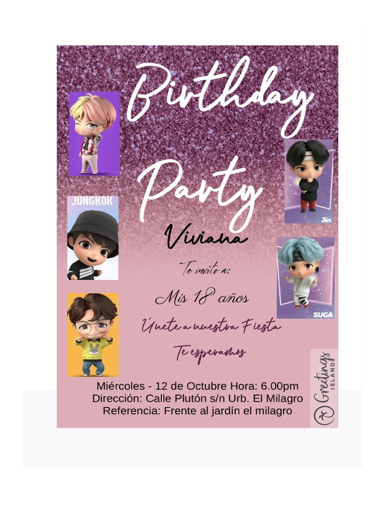 Rose Gold Glitter - Birthday Invitation Template (Free) | Greetings