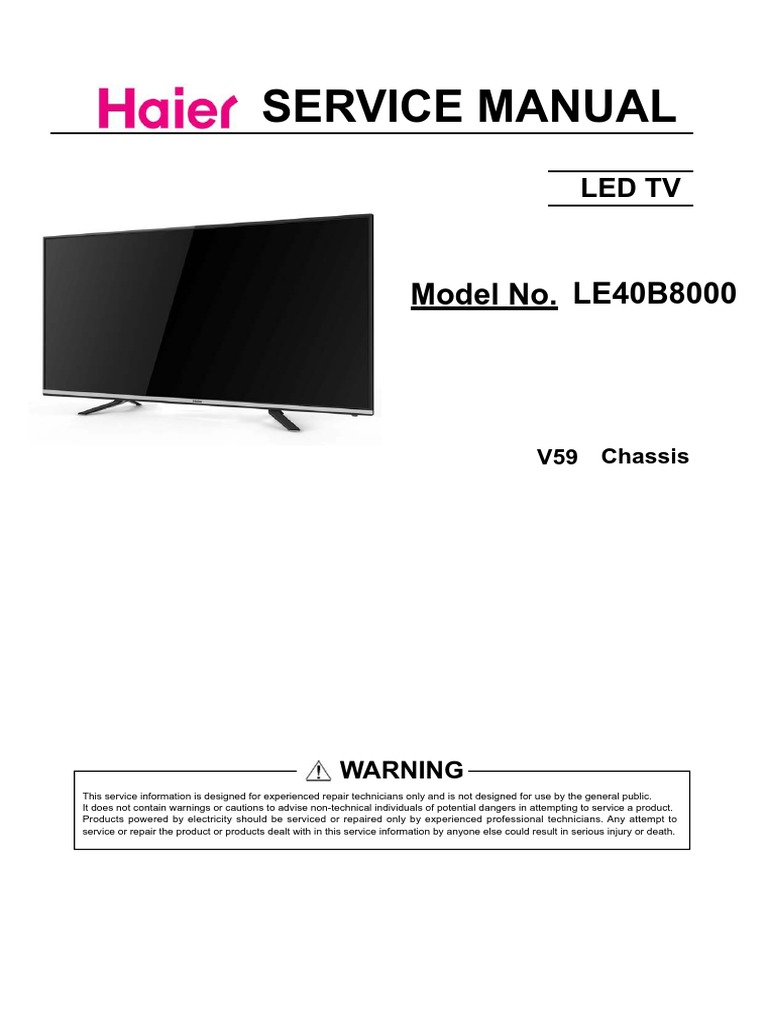 Haier Le40b8000 Chassis v59 | PDF | Electrostatic Discharge ...