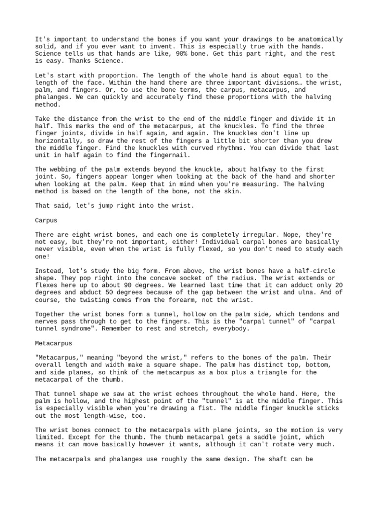 Drawing The Hand Bones Transcript | PDF