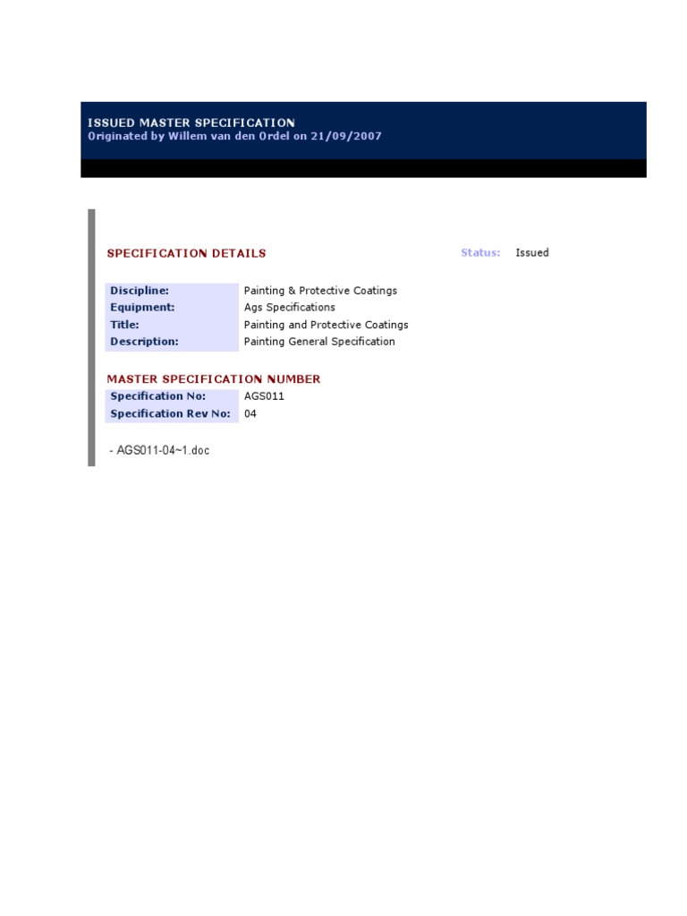 AGS011-04 Painting and Protective Coatings | PDF | Specification