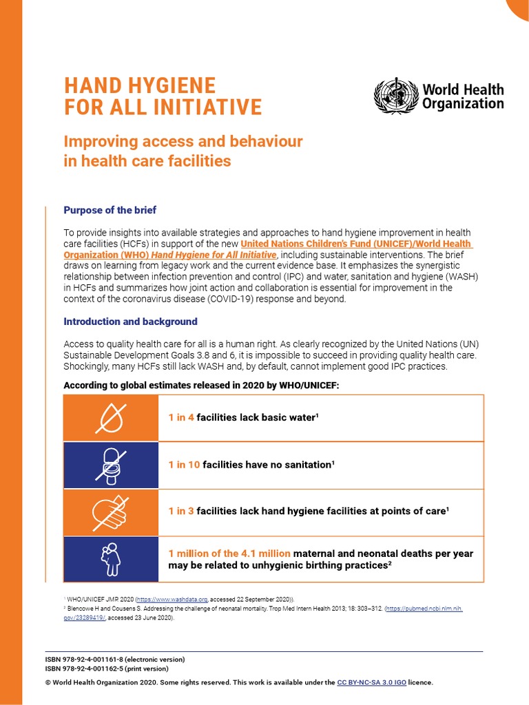 Hand Hygiene For All Initiative Improving Access and Behaviour in
