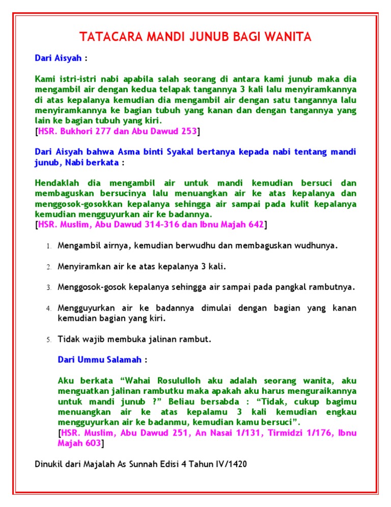 Tata Cara Mandi Junub Bagi Wanita Pdf