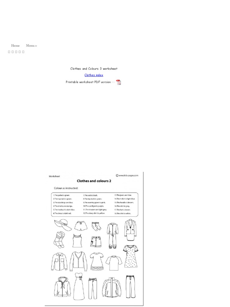 Clothes and Colours 3 Worksheet | PDF | Art