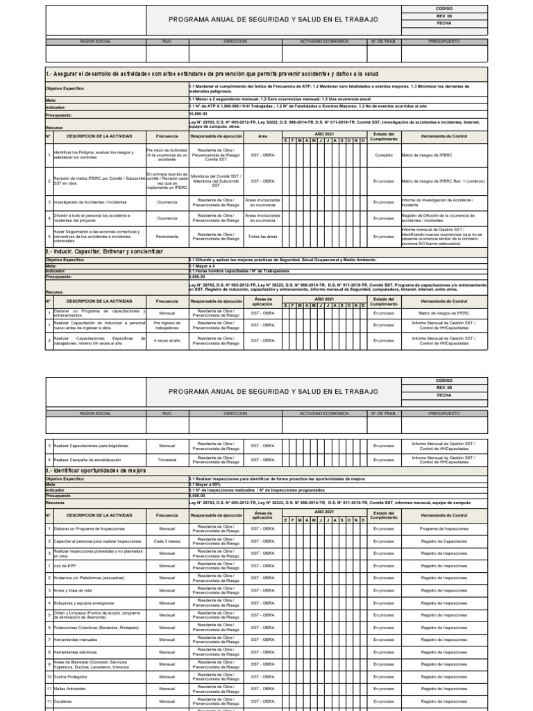 Programa Anual de SSOMA | PDF | Presupuesto | Seguridad y salud ocupacional