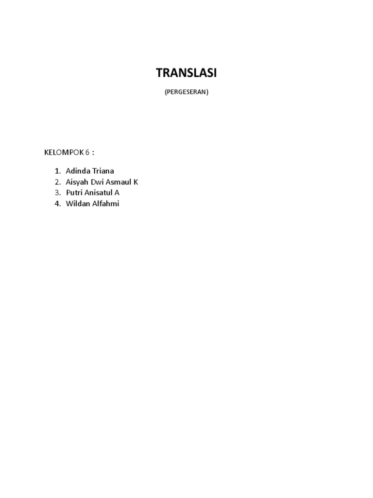 Contoh Soal dan Pembahasan Translasi | PDF