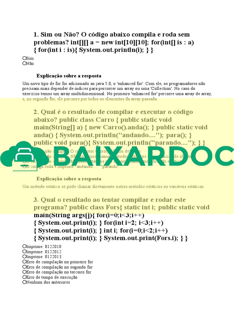 Simulado Caelum | PDF | Java (linguagem de programação) | Método ...