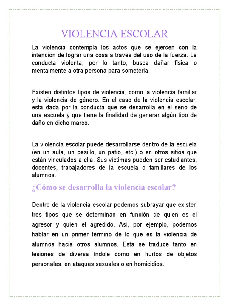 Violencia Escolar Pdf Violencia Agresión