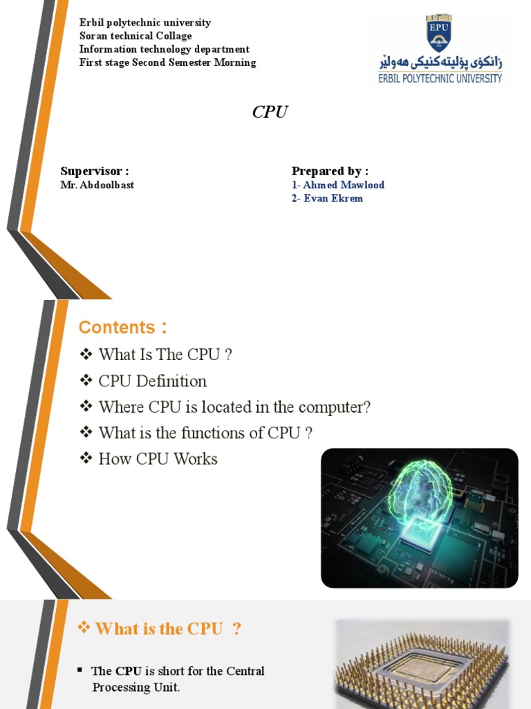 Prepared By: Supervisor | PDF | Central Processing Unit | Input/Output