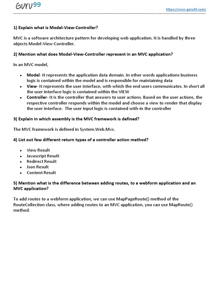 mvc-interview-questions | PDF | Model–View–Controller | Abstraction ...