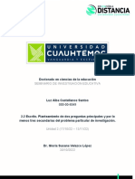 2.2 Escrito. Planteamiento de Dos Preguntas Principales y Por Lo Menos Tres Secundarias Del Problema Particular de Investigación - Castellanos - Luz