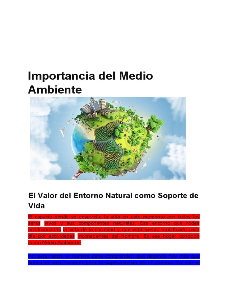 Cuidado del Medio Ambiente y Su Importancia | PDF | Salud y bienestar ...