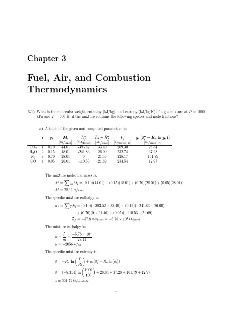 Fuel and Combustion Thermodynamics | PDF | Combustion | Enthalpy