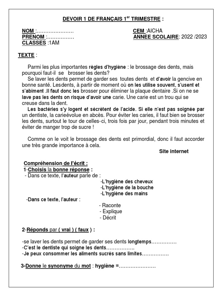 Sujet 1am 1er trimestre pdf